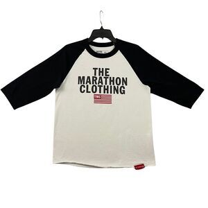 The Marathon Clothing Raglan Shirt Mens Medium White Black Nipsey Hussle Hip Hop